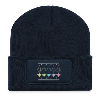 Arbre de Noël, arbre de Noël ou contours d’arbre de Noël - Beanie recyclé à patch - bleu marine - Devant