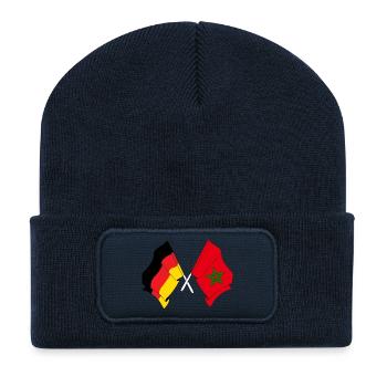 Drapeau de l’Allemagne et drapeau du Maroc - Beanie recyclé à patch - bleu marine - Devant