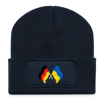 Drapeau de l’Allemagne et drapeau de l’Ukraine - Beanie recyclé à patch - bleu marine - Devant