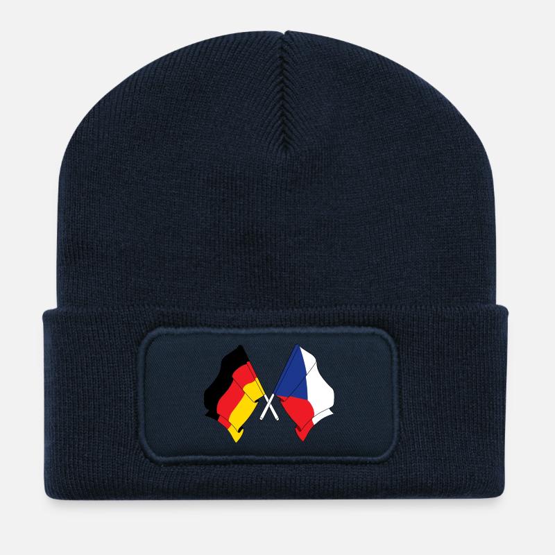 Flagge Deutschlands und Flagge der Tschechischen Republik - Recycelte Patch Beanie - French Navy