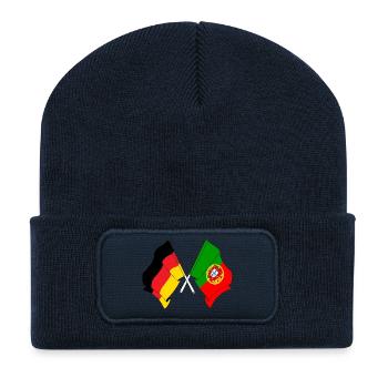 Drapeau de l’Allemagne et drapeau du Portugal - Beanie recyclé à patch - bleu marine - Devant
