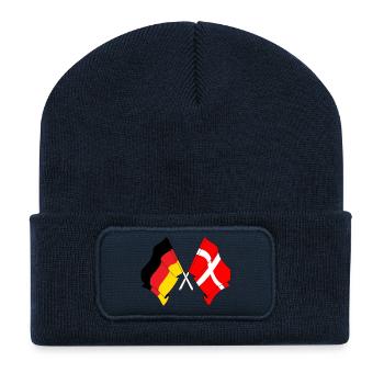 Drapeau de l’Allemagne et drapeau du Danemark - Beanie recyclé à patch - bleu marine - Devant