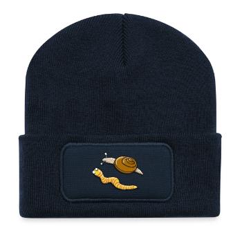 Snail and caterpillar - Recycled Patch Beanie - french navy - Front