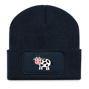 Kuh - Recycelte Patch Beanie - French Navy - Vorne