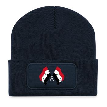 Zwei Flaggen aus Syrien gekreuzt - Recycelte Patch Beanie - French Navy - Vorne