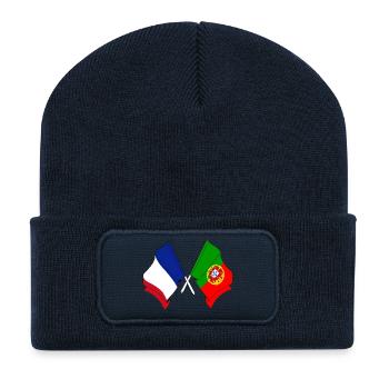 Flagge von Frankreich und Flagge von Portugal - Recycelte Patch Beanie - French Navy - Vorne