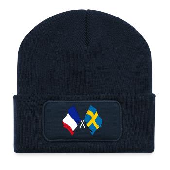 Flagge von Frankreich und Flagge Schweden - Recycelte Patch Beanie - French Navy - Vorne