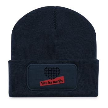 ICH HABE GERADE GEHEIRATET. Junggesellinnenabschied. VALENTINSTAG. PAAR - Recycelte Patch Beanie - French Navy - Vorne
