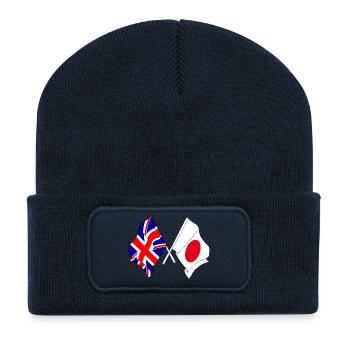Flag of England and flag of Japan - Recycled Patch Beanie - french navy - Front