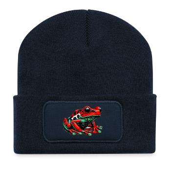 Grenouille - Beanie recyclé à patch - bleu marine - Devant
