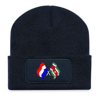Drapeau des Pays-Bas et drapeau du Suriname - Beanie recyclé à patch - bleu marine - Devant
