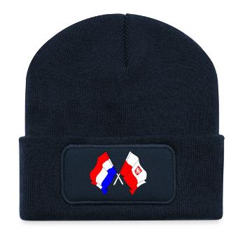 Drapeau des Pays-Bas et drapeau de la Pologne - Beanie recyclé à patch - bleu marine - Devant