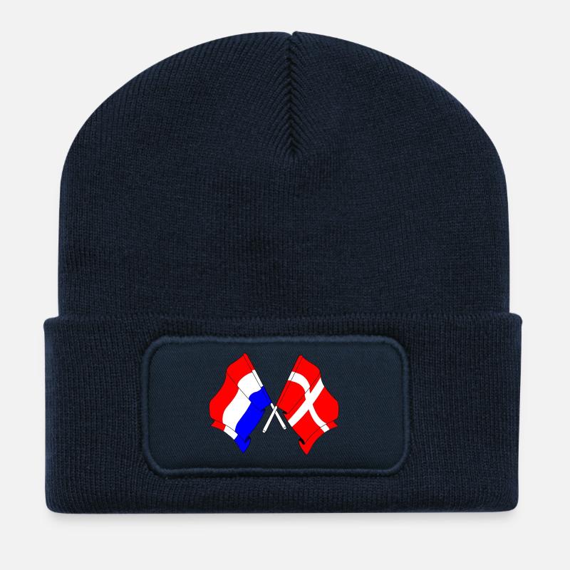 Flagge der Niederlande und Flagge Dänemarks - Recycelte Patch Beanie - French Navy