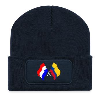Flag of the Netherlands and Flag Columbia - Recycled Patch Beanie - french navy - Front