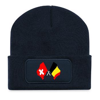 Flag of Switzerland and flag of Belgium - Recycled Patch Beanie - french navy - Front