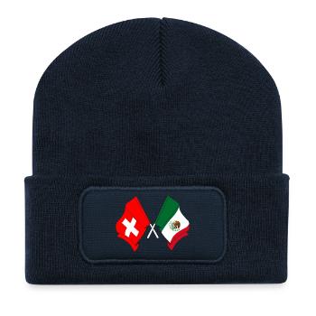 Drapeau de la Suisse et drapeau du Mexique - Beanie recyclé à patch - bleu marine - Devant