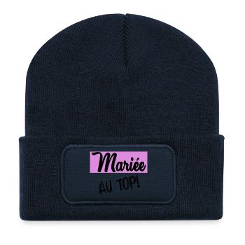 MARIEE. FUTURE MARIEE. EVJF - Beanie recyclé à patch - bleu marine - Devant