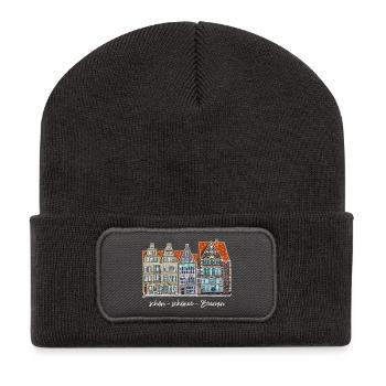 Marché de Brême, Dessin, Allemagne - Beanie recyclé à patch - charbon - Devant