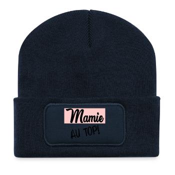 MAMIE - Beanie recyclé à patch - bleu marine - Devant