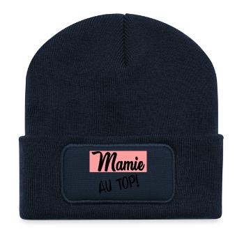 MAMIE. MAMAN. FÊTE DES MÈRES - Beanie recyclé à patch - bleu marine - Devant