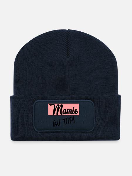 MAMIE. MAMAN. FÊTE DES MÈRES - Beanie recyclé à patch - bleu marine