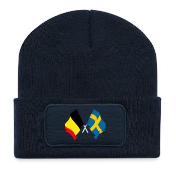 Flag of Belgium, flag Sweden - Recycled Patch Beanie - french navy - Front