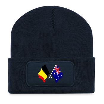 Cardio heart Drapeau Belgique, drapeau Australie - Beanie recyclé à patch - bleu marine - Devant