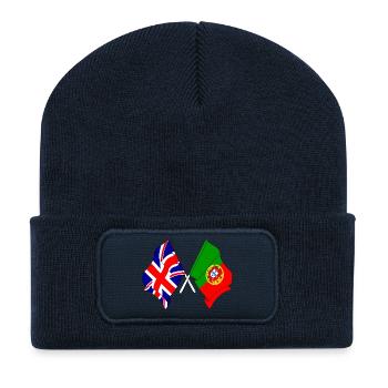 Drapeau Angleterre, drapeau Portugal - Beanie recyclé à patch - bleu marine - Devant