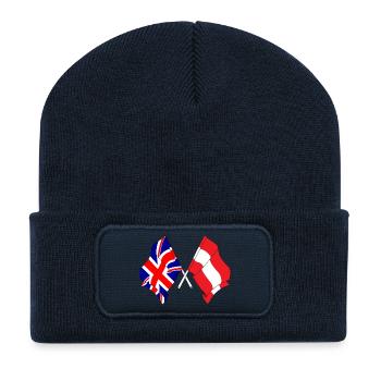 Drapeau de l’Angleterre, drapeau de l’Autriche - Beanie recyclé à patch - bleu marine - Devant