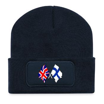 Flag England, flag Finland - Recycled Patch Beanie - french navy - Front