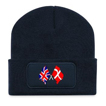 Flagge England, Flagge Dänemark - Recycelte Patch Beanie - French Navy - Vorne