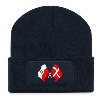 Flagge Polen und Flagge Dänemark - Recycelte Patch Beanie - French Navy - Vorne