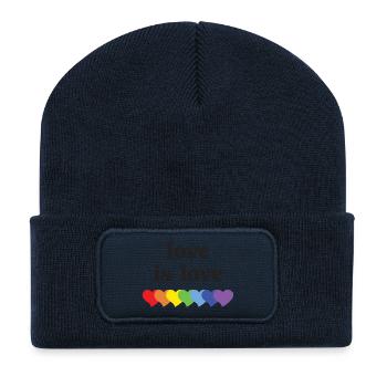 LGBT Pride Month - Love is Love - Recycled Patch Beanie - french navy - Front