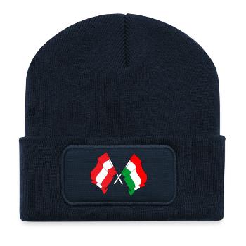 Flagge Österreich, Flagge Ungarn - Recycelte Patch Beanie - French Navy - Vorne