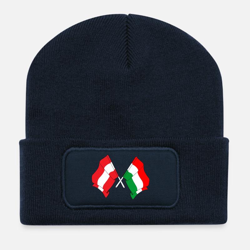 Drapeau Autriche, drapeau Hongrie - Beanie recyclé à patch - bleu marine