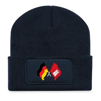 Drapeau de l’Allemagne drapeau de Hambourg croisé - Beanie recyclé à patch - bleu marine - Devant