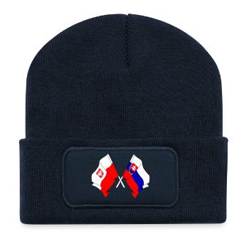 Flagge Polen, Slowakei - Recycelte Patch Beanie - French Navy - Vorne