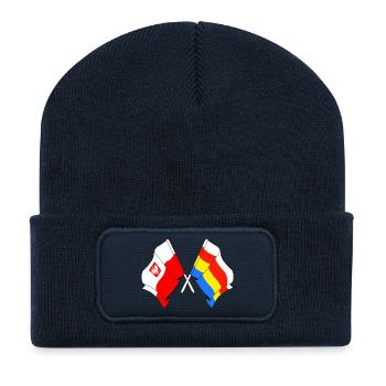 Flag of Poland, Podlaskie crossed - Recycled Patch Beanie - french navy - Front