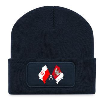 Flag of Poland, Greater Poland crossed - Recycled Patch Beanie - french navy - Front