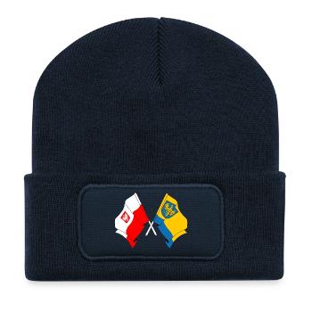 Flag of Poland, Opole crossed - Recycled Patch Beanie - french navy - Front