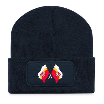 Deux drapeaux Petite Pologne - Beanie recyclé à patch - bleu marine - Devant