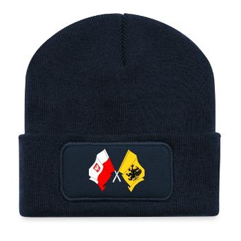 Drapeau Pologne, Poméranie - Beanie recyclé à patch - bleu marine - Devant