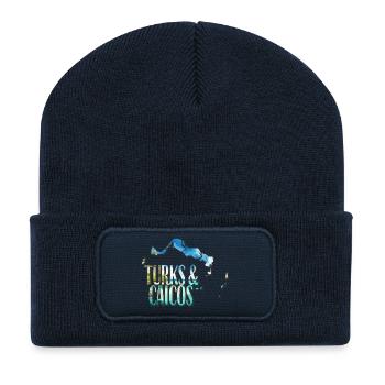 Aquarell Landkarte Turks and Caicos - Recycelte Patch Beanie - French Navy - Vorne