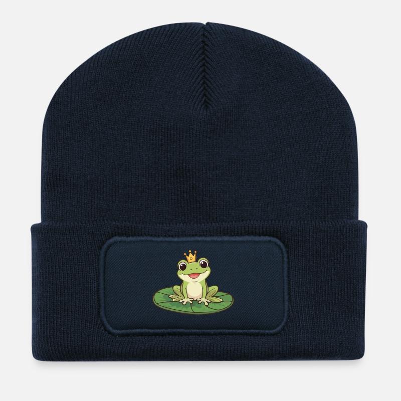 Froschkönig auf einer Seerose - Recycelte Patch Beanie - French Navy