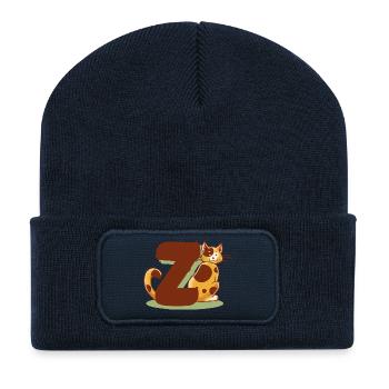 Katze Buchstabe Z - Recycelte Patch Beanie - French Navy - Vorne