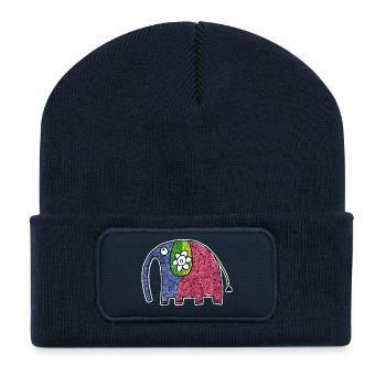 Cute colorful elephant Eli - Recycled Patch Beanie - french navy - Front