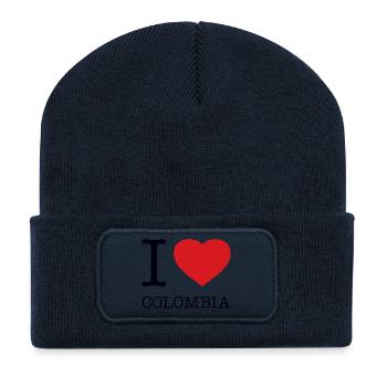 I LOVE COLOMBIA Kolumbien - Recycelte Patch Beanie - French Navy - Vorne