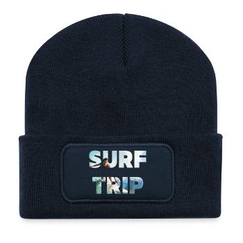 Surf Trip - T-Shirt für Surfer - Recycelte Patch Beanie - French Navy - Vorne