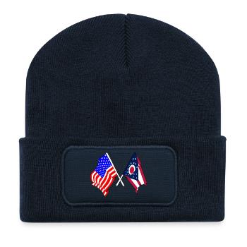 USA and state of Ohio flag crossed - Recycled Patch Beanie - french navy - Front