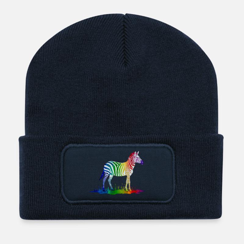 Regenbogen Zebra - Recycelte Patch Beanie - French Navy